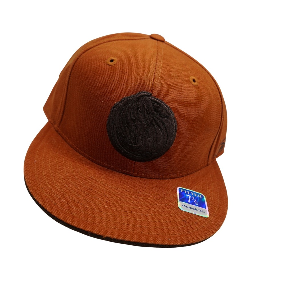 Reebok Dallas Mavericks Hat Mens 7 3/8 Brown NBA Fitted‎ Embroidered Logo T749M
